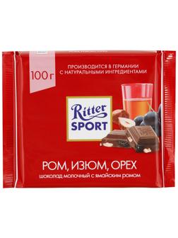 Шоколад Ritter Sport молочный ром, орех, изюм 100г