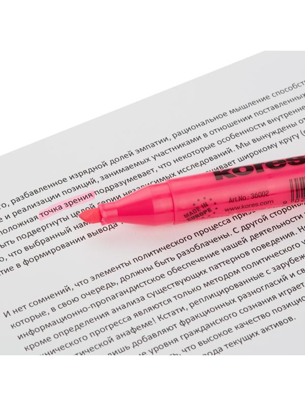 Маркер текстовыделитель KORES 1-5 мм розовый 36002