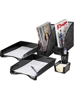 Набор лотков настольный пластиковый Attache черн