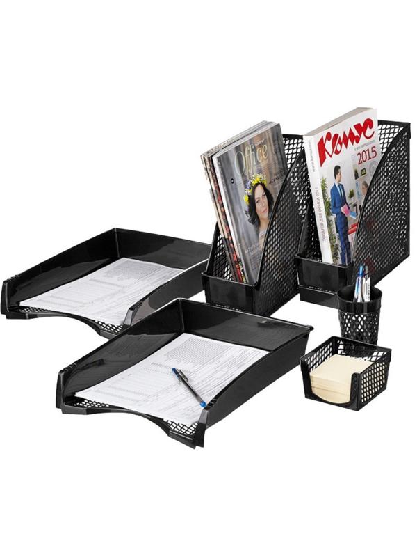 Набор лотков настольный пластиковый Attache черн