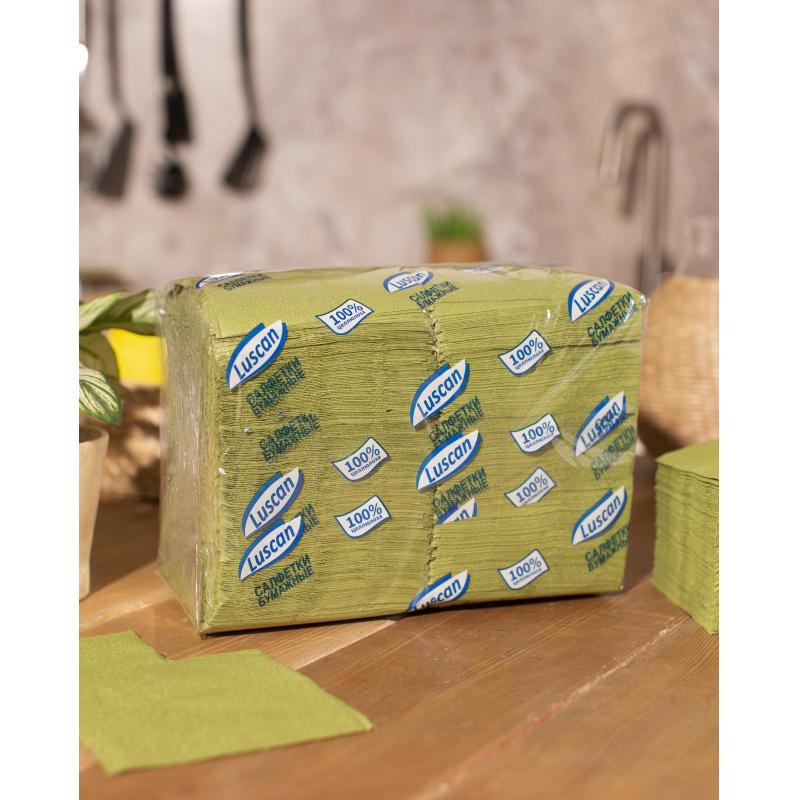 Салфетки бумажные Luscan Profi Pack 1сл24х24зеленые 400шт/уп