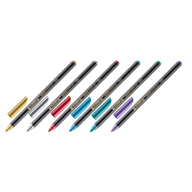 Фломастер 6цв,металлик,мет короб,Edding,1200/6