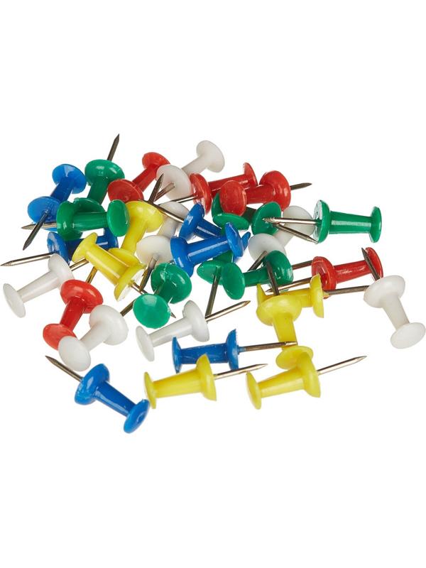 Кнопки силовые д/пробковых досок ATTACHE,пластик,ассорти,европодвес,30шт/уп