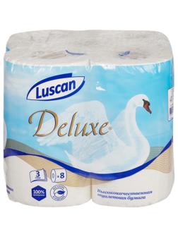 Бумага туалетная Luscan Deluxe 3сл бел 100%цел втул 19,35м 155л 8рул/уп