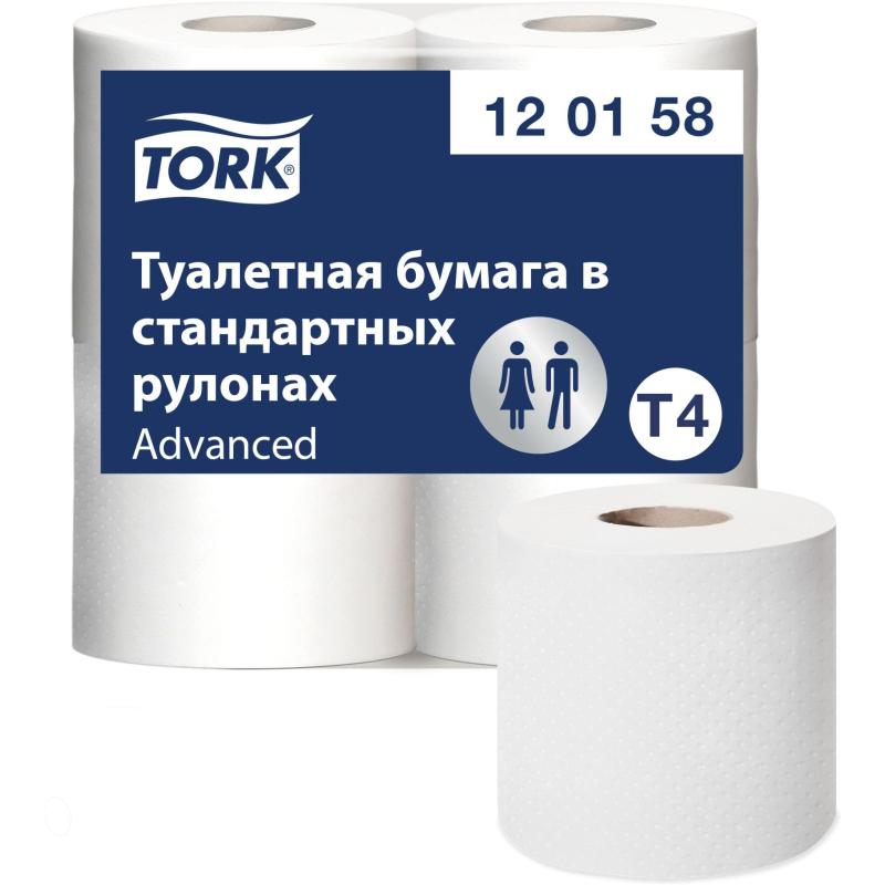 Бумага туалетная Tork T4 2сл бел вторич 23м 184л 4рул/уп 24уп/блок 120158