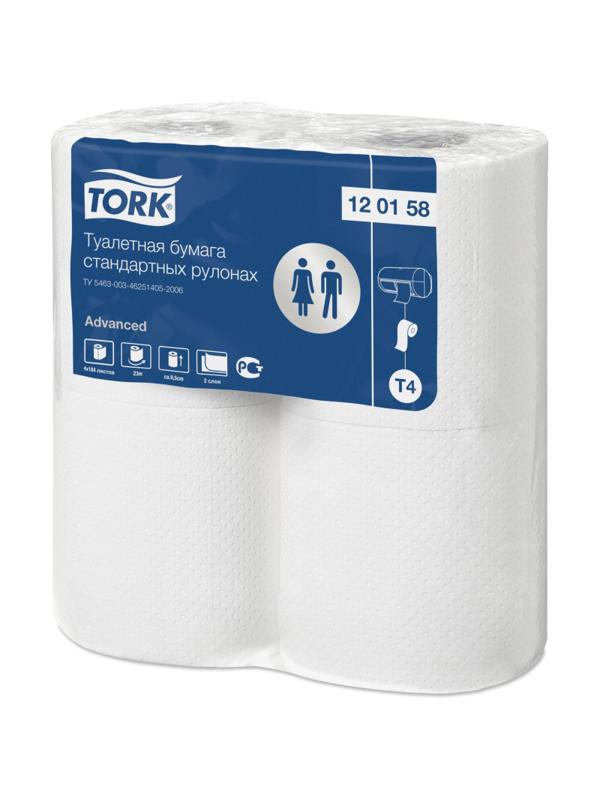 Бумага туалетная Tork T4 2сл бел вторич 23м 184л 4рул/уп 24уп/блок 120158
