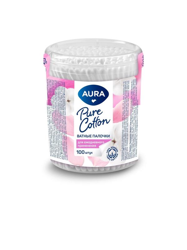 Палочки ватные AURA стакан 100 шт. /уп..