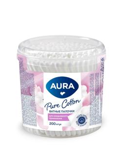 Палочки ватные AURA стакан 200 шт./уп..
