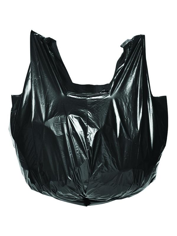 Мешки для мусора ПВД 60л 35мкм 20шт/рул черные 60x70см Комус с ручками