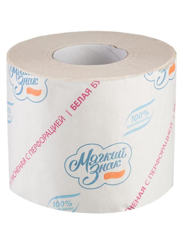 Бумага туалетная 1-сл.Мягкий знак белая с   тисн.51м c28 72рул./уп.