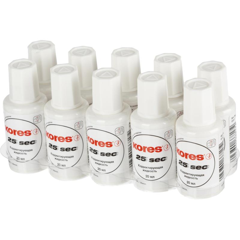 Корректирующая жидкость KORES WHITE 20мл на быстросохн осн, кисточка 66817