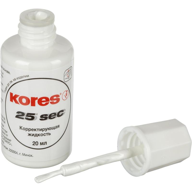 Корректирующая жидкость KORES WHITE 20мл на быстросохн осн, кисточка 66817
