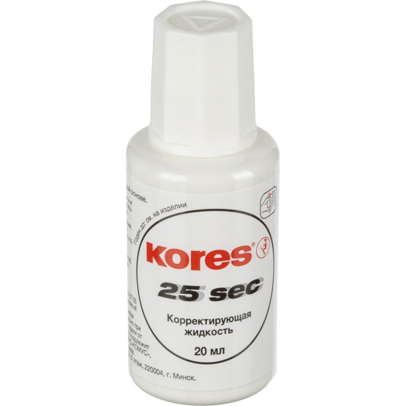 Корректирующая жидкость KORES WHITE 20мл на быстросохн осн, кисточка 66817
