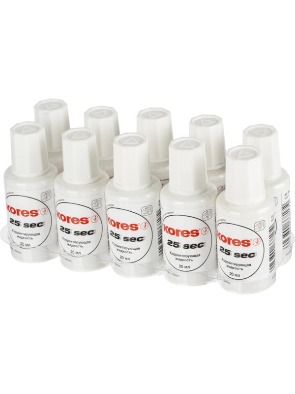 Корректирующая жидкость KORES WHITE 20мл на быстросохн осн, кисточка 66817