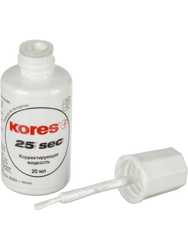 Корректирующая жидкость KORES WHITE 20мл на быстросохн осн, кисточка 66817