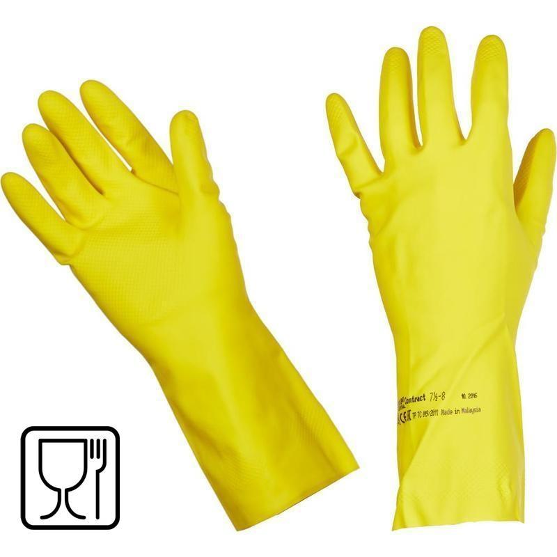 Перчатки резиновые ViledaProfesКонтракт латекс хлоп.напыл желт рL 101018,ПС