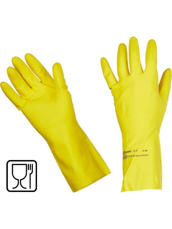 Перчатки резиновые ViledaProfesКонтракт латекс хлоп.напыл желт рL 101018,ПС