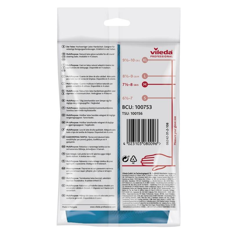 Перчатки резиновые Vileda Profes латекс хлопков.напылен синий рM 100753,ПС