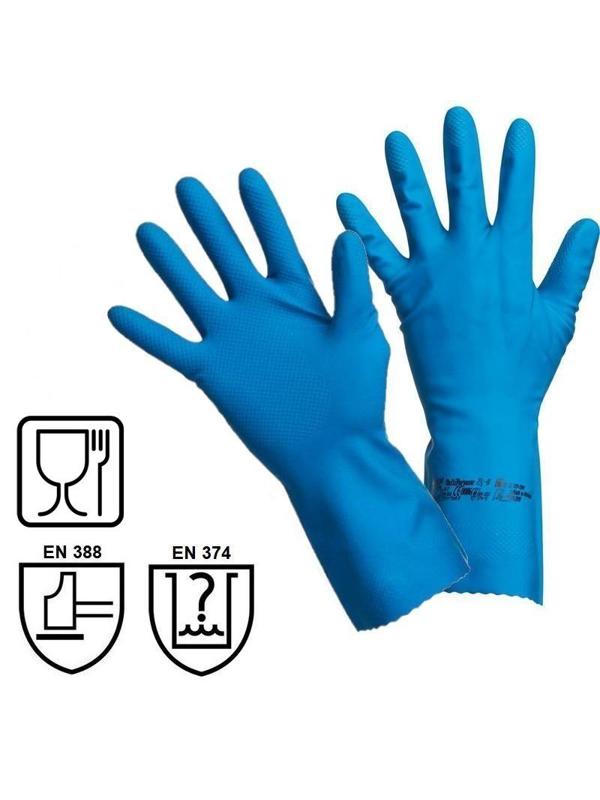 Перчатки резиновые Vileda Profes латекс хлопков.напылен синий рM 100753,ПС