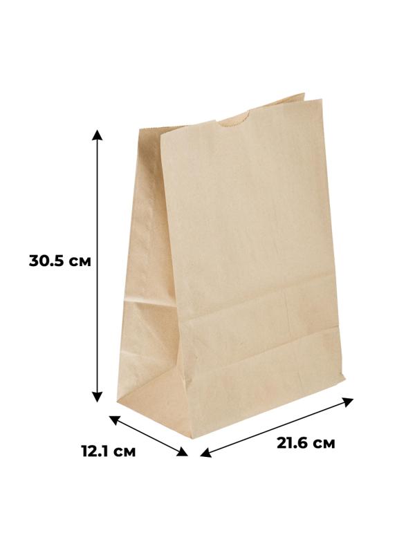 Пакет бумажный 216х121х305 мм, 50гр/м2, крафт,  с прямоуг.дном, 1000 шт/уп