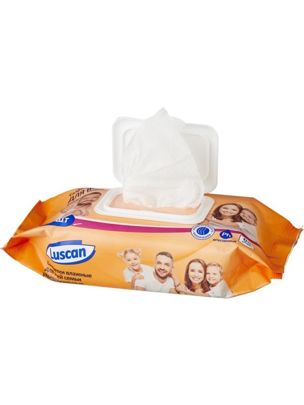 Салфетки влажные Luscan универс д/всей семьи 80шт с крышкой