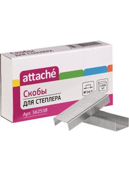 Скобы для степлера №24/6 ATTACHE оцинкованные (2-30лис) 1000 шт в уп.Россия