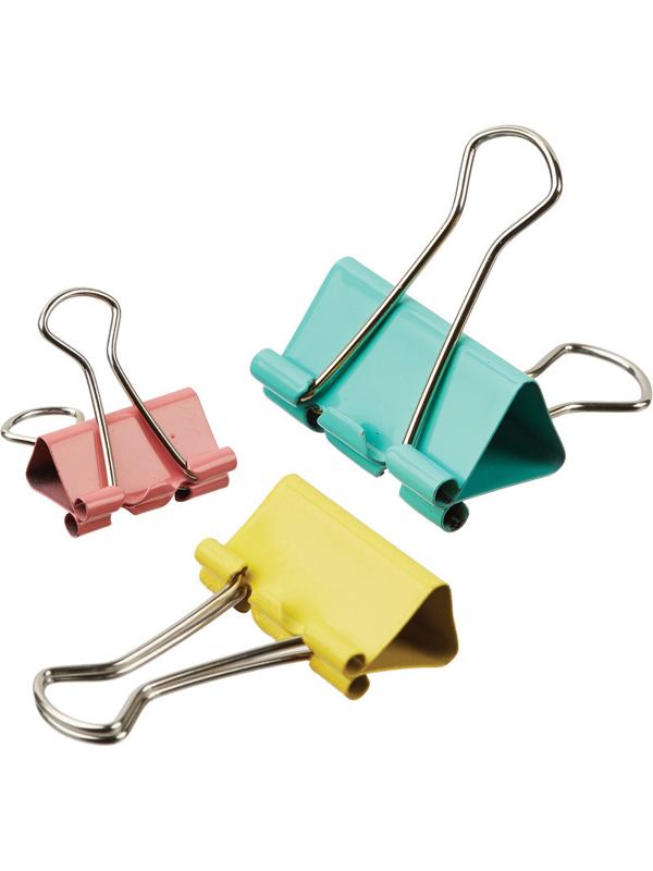 Зажимы для бумаг ассорти цветн (19мм,25мм,32мм), 12шт/уп Attache,пласт.бок