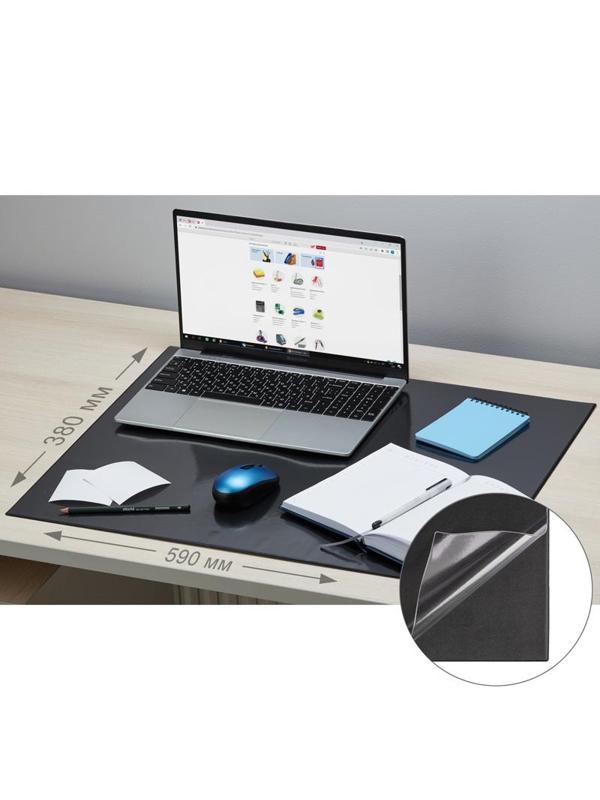 Коврик на стол Attache 38х59см черный с прозрачным листом