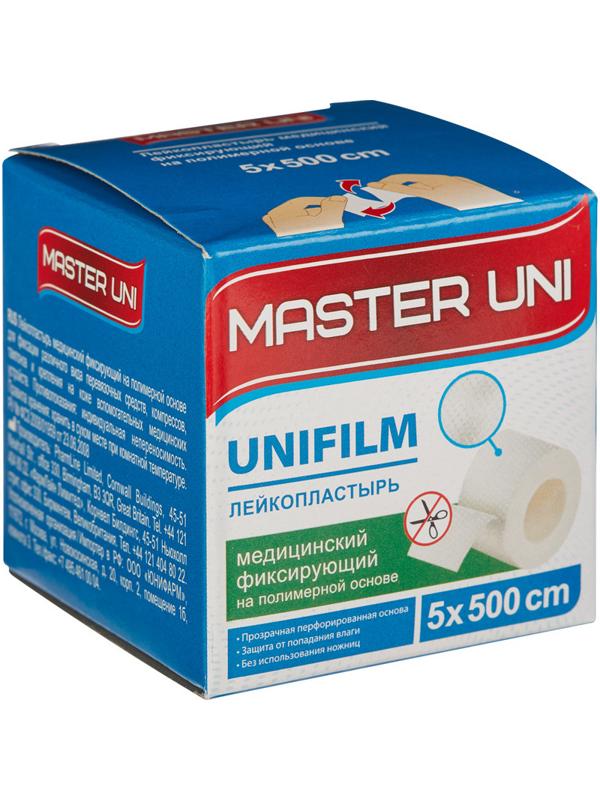 Перевяз. ср-ва Лейкопластырь 5х500см полимерный в картоне Master Uni