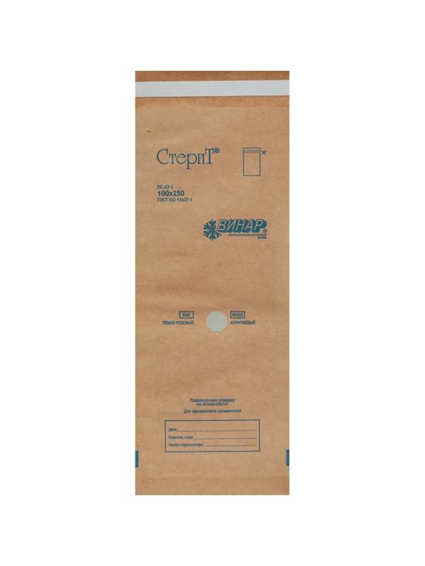 Пакет для стерилизации бум. 100 х 250 мм крафт самокл. 100 шт/уп СтериТ