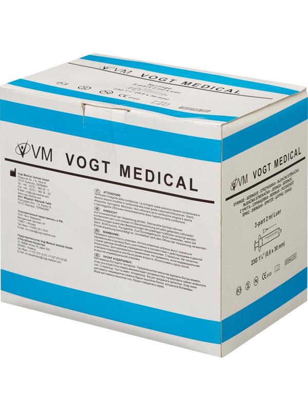 Шприц 3-комп. однораз. 2мл игла приложенная 23G (0,6х30) VM 100шт/уп