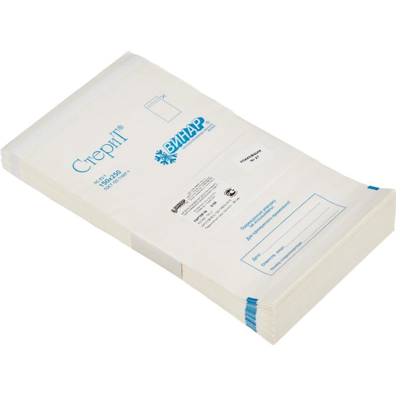 Пакет для стерилизации бум. 150 х 250 мм белый самокл. 100 шт/уп СтериТ