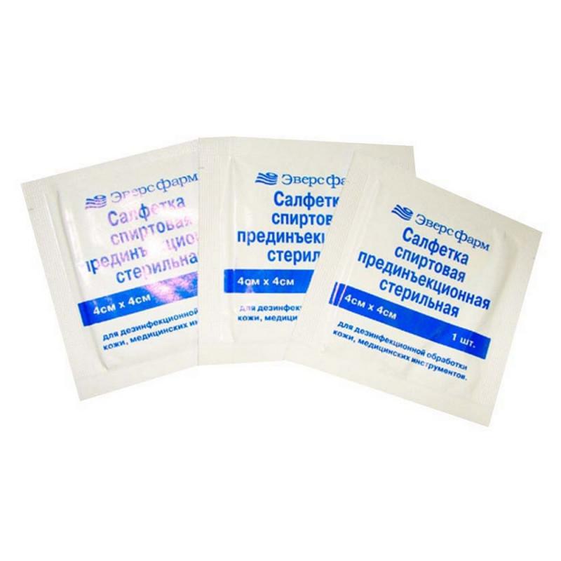 Салфетка для инъекций изопропил. спирт 40х40мм, стерил. 500шт/уп