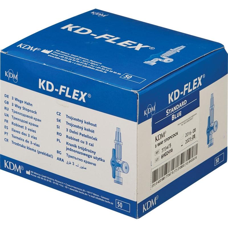 Кран трехходовой для инфуз.магистралей (синий) KDM 50шт/уп