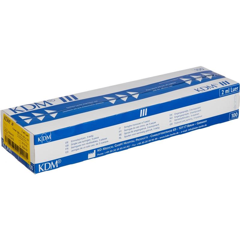 Шприц 3-комп. однораз. 2мл игла 23G (0,6x30) KD-Ject III 100шт/уп