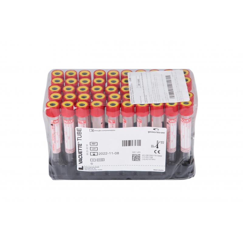 Вакуумные пробирки с акт-ром сверт и гелем 8 мл VACUETTE 455071 50шт/уп