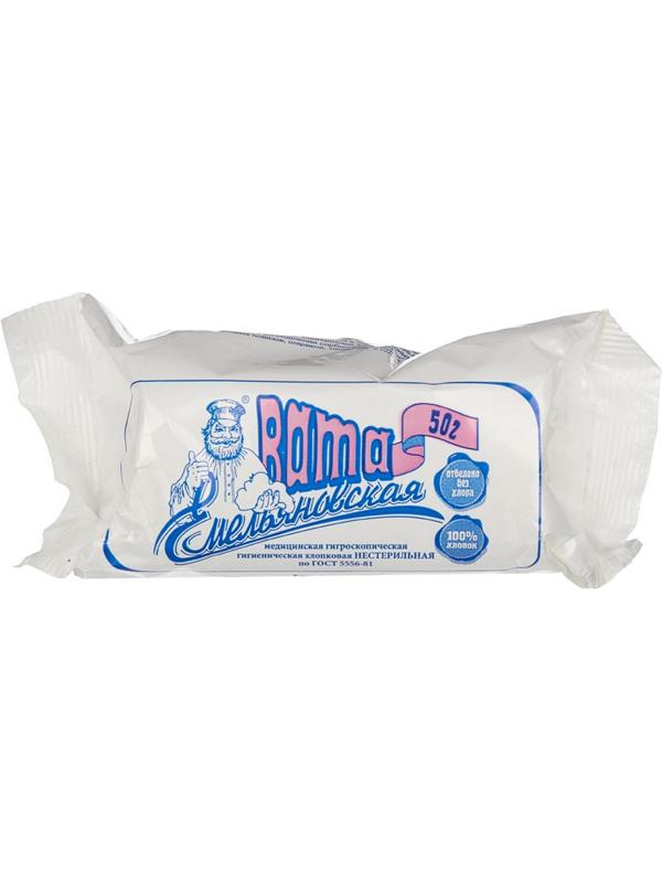 Перевяз. ср-ва Вата гигиен. нестер. 50г 240шт/уп Емельяновская