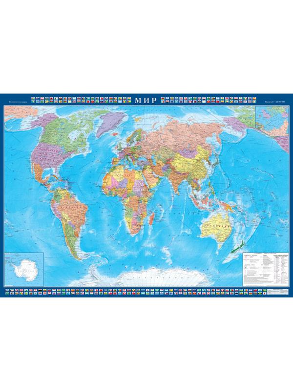 Настенная карта Мир политическая 1:22млн.,1,57х1,05м.