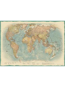 Настенная карта Мир политическая 1:22млн.,1,54х1,07м.,ретро стиль