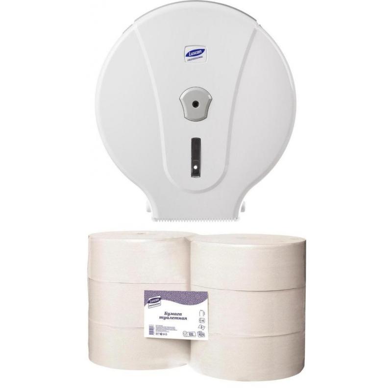 Бумага туалетная д/дисп Luscan Professional 1слнатур вторвтул525м 6рул/уп