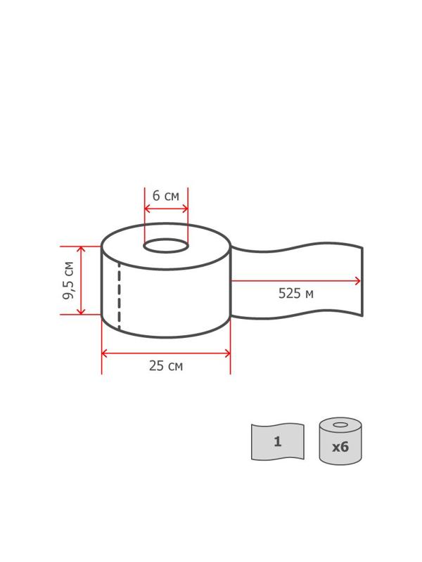 Бумага туалетная д/дисп Luscan Professional 1слнатур вторвтул525м 6рул/уп