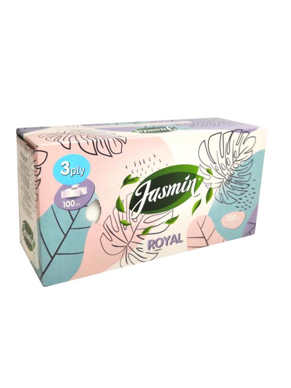 Салфетки косметические Jasmin 3-сл. 100шт./уп.белые