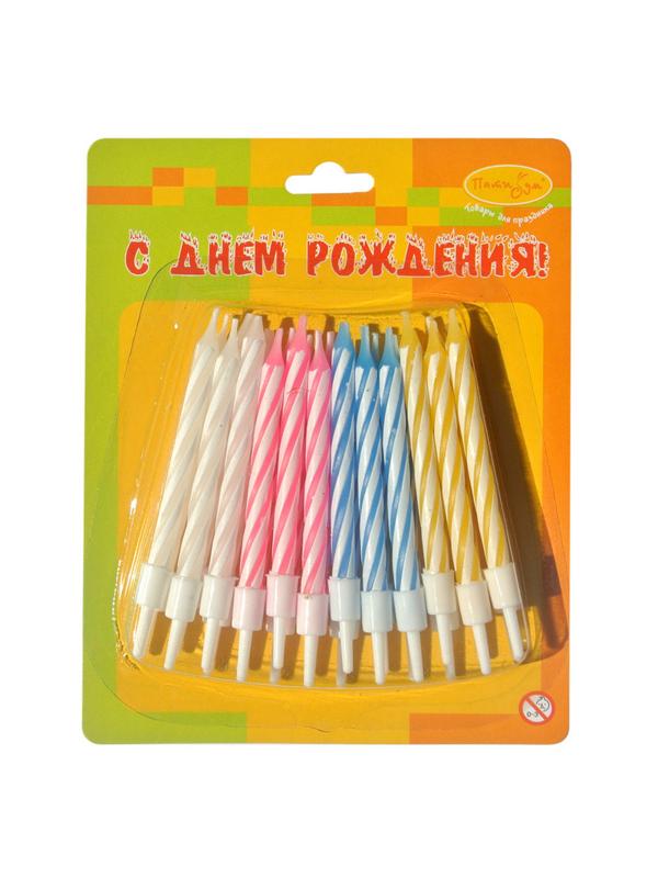 Свеча для торта -мини 2-х цветные 24шт/уп с держателями 6см (6024918)MC