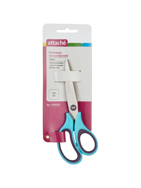 Ножницы Attache Town 170мм эргоном. руч. без покрытия, цвет фиол/голуб
