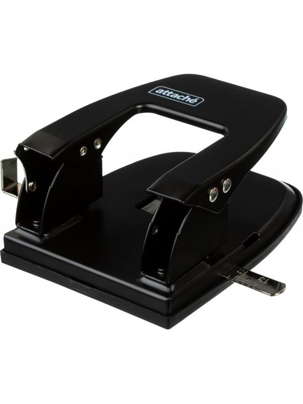 Дырокол Attache до 30 листов, с линейкой, цвет черный