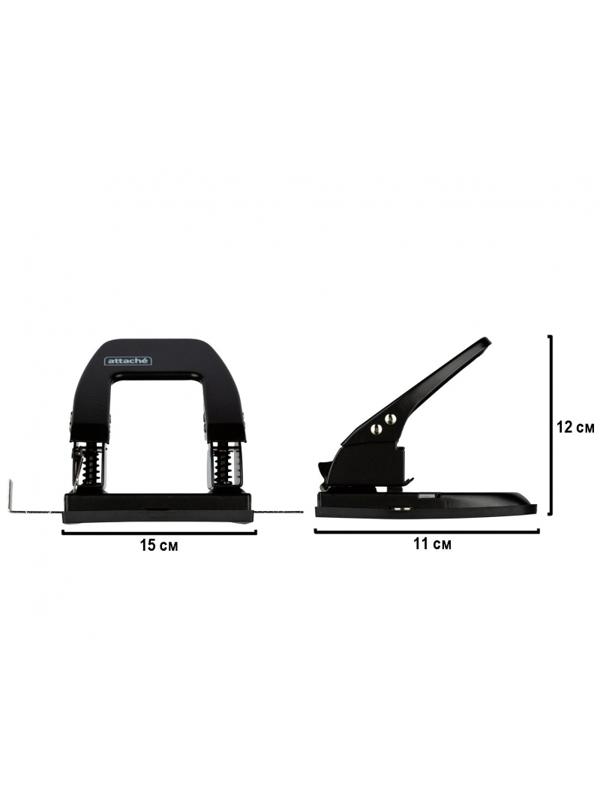 Дырокол Attache до 30 листов, с линейкой, цвет черный