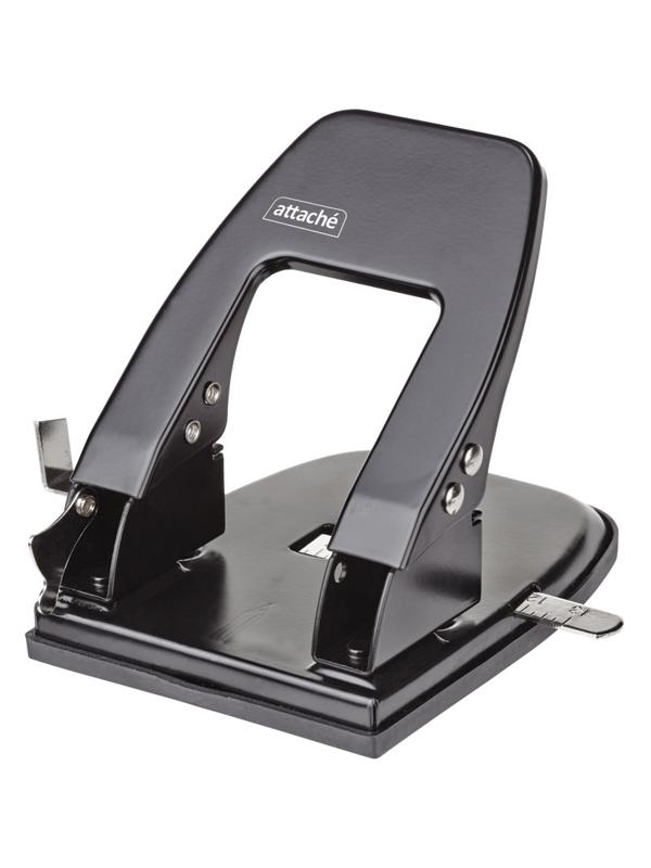 Дырокол Attache до 30 листов, с линейкой, цвет черный