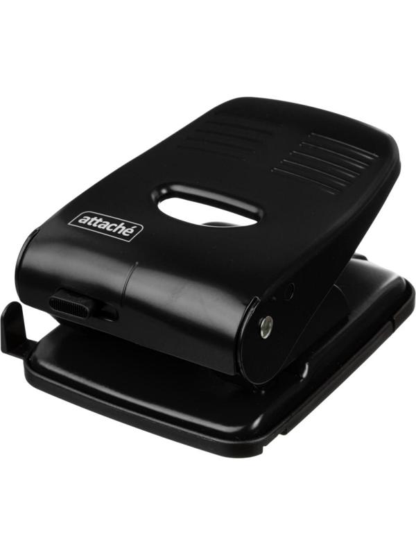 Дырокол Attache до 40 листов, с линейкой, цвет черный