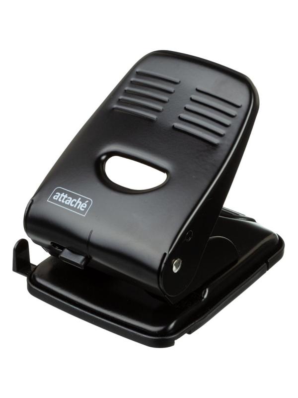 Дырокол Attache до 40 листов, с линейкой, цвет черный