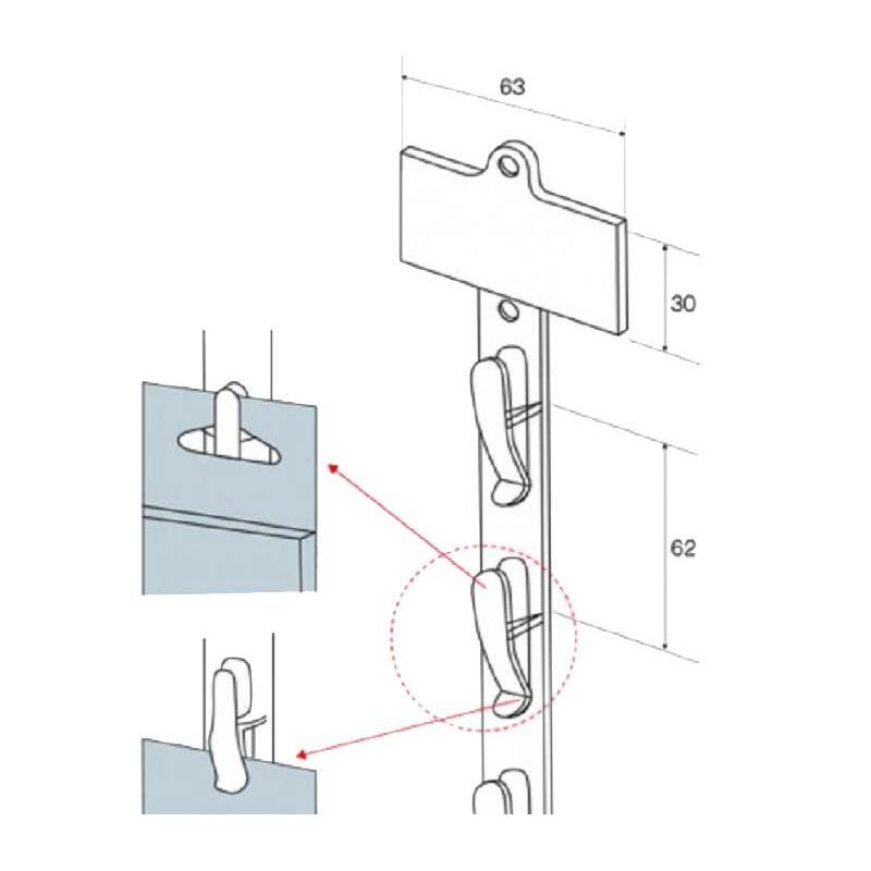 Ценникодержатель подвесной пластик.,12 крюч.+S крюч.для подвешиван, дл.33мм